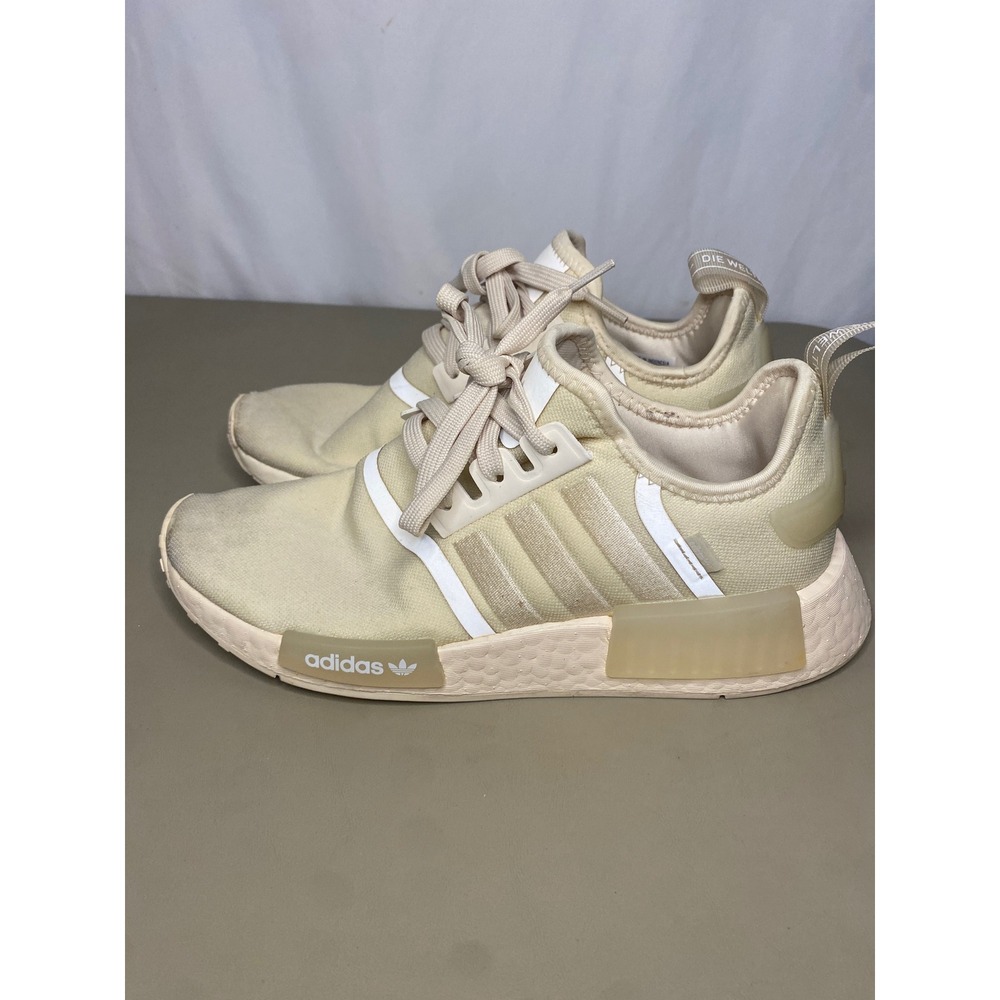 Adidas NMD_R1 V2 Women 7 Wonder White Sand Cream Sneakers Running Shoes - Picture 6 of 13